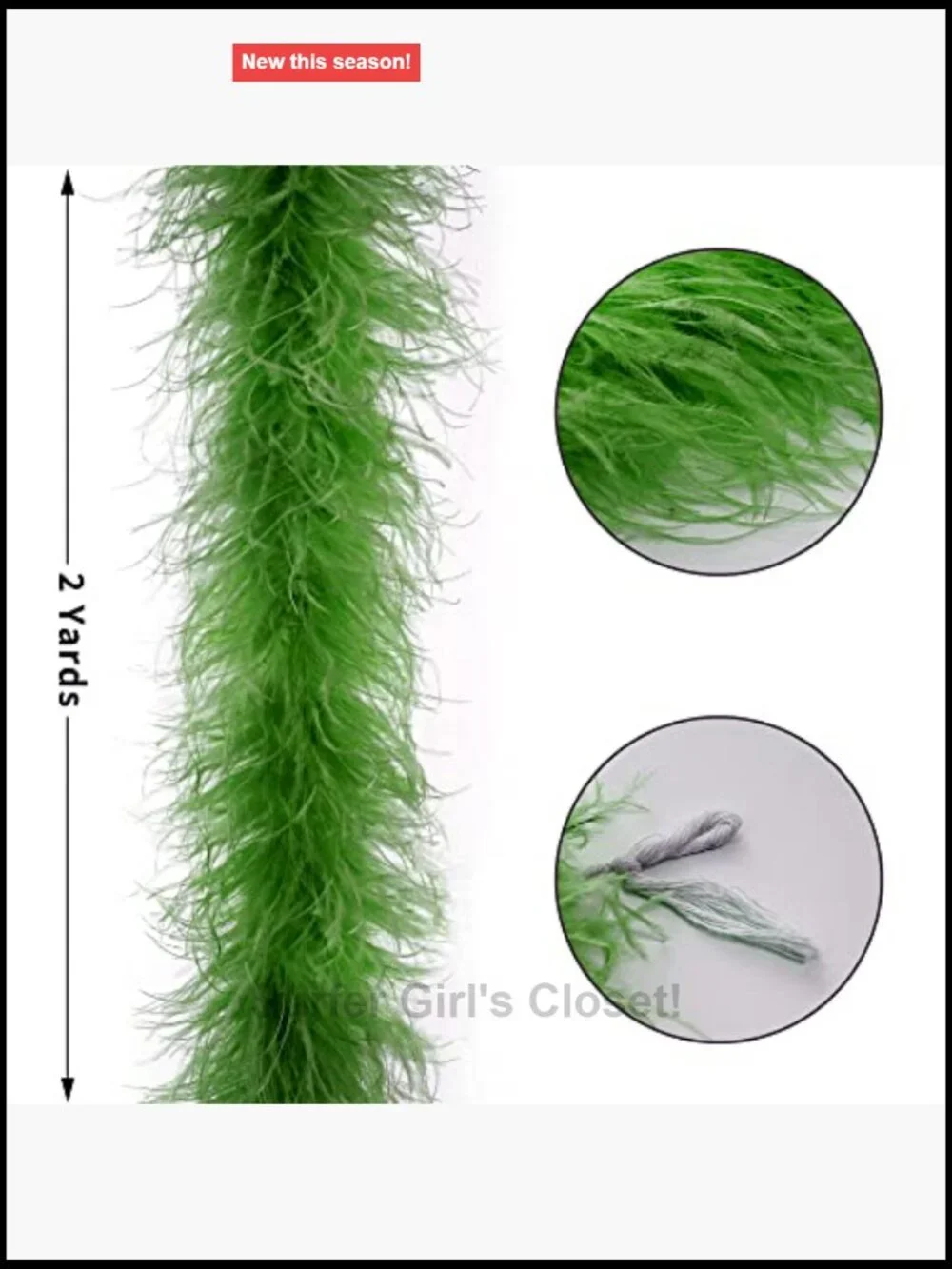 Ostrich Feather Boa 2 Yards Long Handmade DIY Party Costume Accessory
